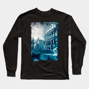 Colosseum Rome Italy Vintage Abstract Travel Art Style Long Sleeve T-Shirt